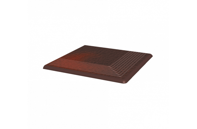 Клинкерная угловая ступень с насечками Paradyz Cloud Brown Duro