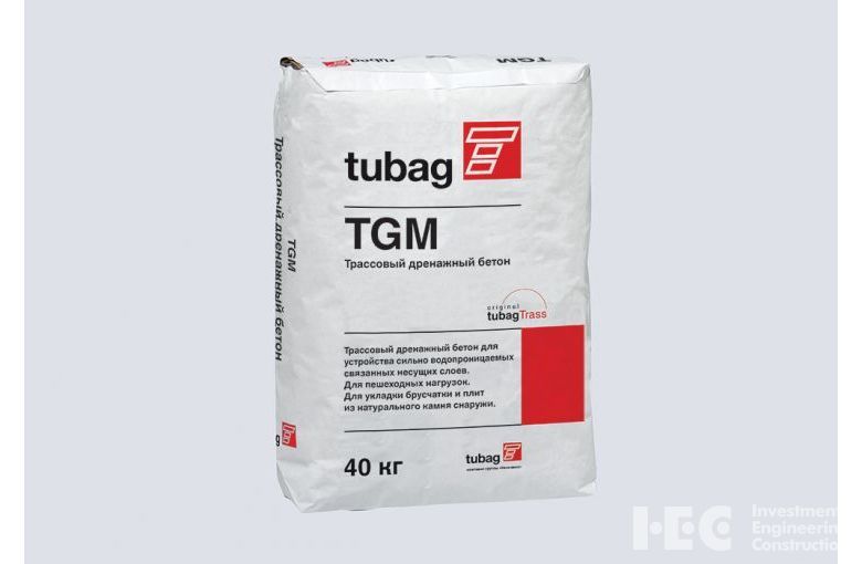 TGM 2/8	Трассовый дренажный бетон для устройства водопроницаемых связанных несущих слоев, для пешеходных нагрузок (N1), для укладки брусчатки и широкоформатных плит из керамогранита.