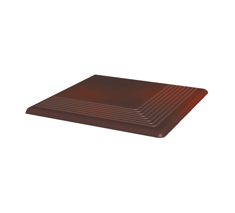 Клинкерная угловая ступень с насечками Paradyz Cloud Brown