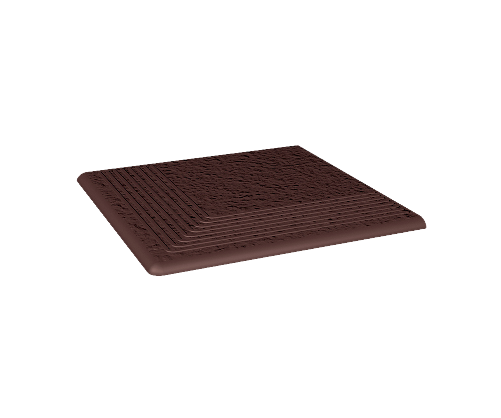 Клинкерная угловая ступень с насечками Paradyz Natural Brown Duro